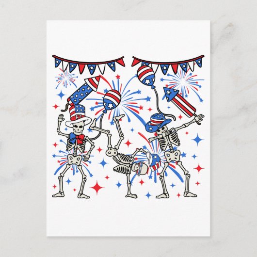 4. Juli Tanzskelette Postkarte (Vorderseite)