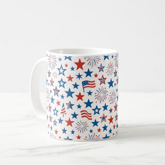 4. Juli Tasse der Sterne & Feuerwerke (Vorderseite Links)