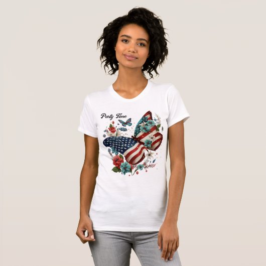 4. Juli Tee Shirt mit Schmetterling (Vorne ganz)