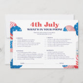 4. Juli Telefonspielkarte Einladung (Vorderseite)