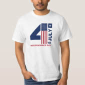 4. Juli Text Design Red White and Blue T-Shirt (Vorderseite)