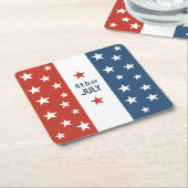 4. Juli Text rot, weiß & blau mit Sternen Rechteckiger Pappuntersetzer (angewinkelt)