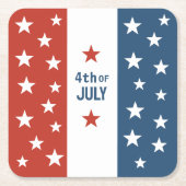 4. Juli Text rot, weiß & blau mit Sternen Rechteckiger Pappuntersetzer (Vorderseite)