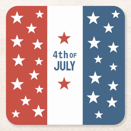 4. Juli Text rot, weiß & blau mit Sternen Rechteckiger Pappuntersetzer (Vorderseite)