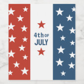 4. Juli Text rot, weiß & blau mit Sternen Weinetikett (Einzelnes Label)