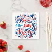 4. Juli Text & Stars Patriotische Feier Serviette (Beispiel)