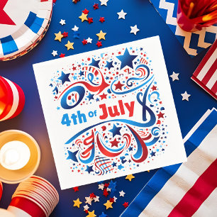 4. Juli Text & Stars Patriotische Feier Serviette