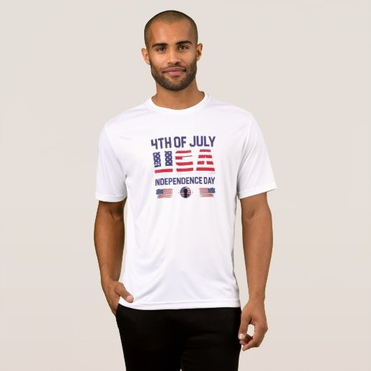 4. Juli Text und Flag Design Hat T - Shirt (Vorne ganz)