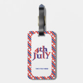 4. Juli Textdesign und Strichgrenzen mit Sternen Gepäckanhänger (Rückseite vertikal)