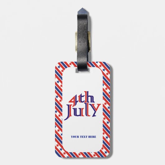4. Juli Textdesign und Strichgrenzen mit Sternen Gepäckanhänger (Rückseite vertikal)