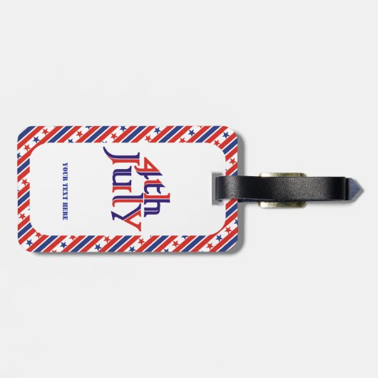 4. Juli Textdesign und Strichgrenzen mit Sternen Gepäckanhänger (Rückseite horizontal)