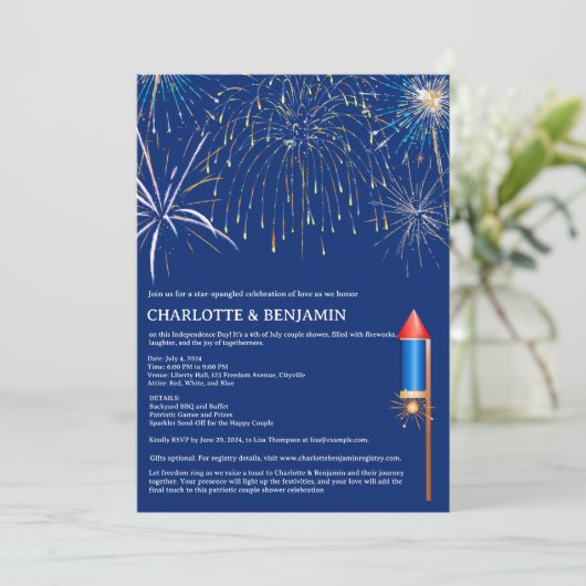 4. Juli Themendusche Einladung (Stehend Vorderseite)