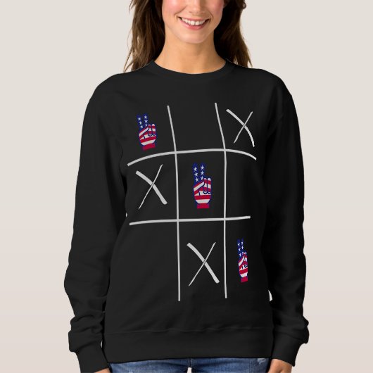 4. Juli Tic Tac Toe Peace Sign Sweatshirt (Vorderseite)