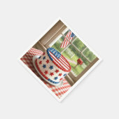 4. Juli-Torte auf einer Tischdecke Serviette (Ecke)