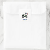 4. Juli Traktor-Schürze  Quadratischer Aufkleber (Tasche)