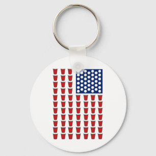 4. Juli Trendiger Roter Solo Cup Beer Pong USA-Fla Schlüsselanhänger