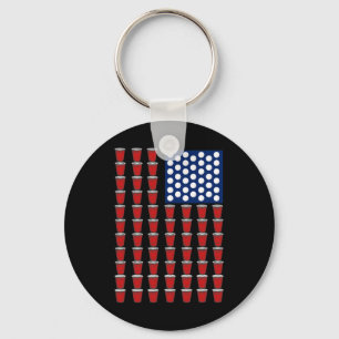 4. Juli Trendiger Roter Solo Cup Beer Pong USA-Fla Schlüsselanhänger