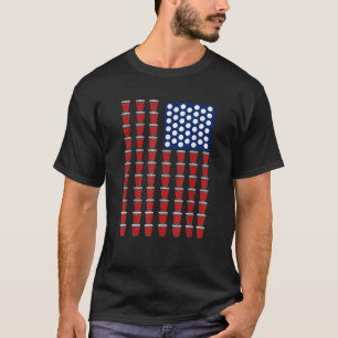 4. Juli Trendy Red Solo Cup Beer Pong USA Flag T-Shirt