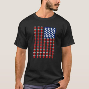 4. Juli Trendy Red Solo Cup Beer Pong USA Flag T-Shirt