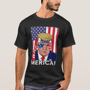 4. Juli Trump Merica USA Flag Patriotic T-Shirt