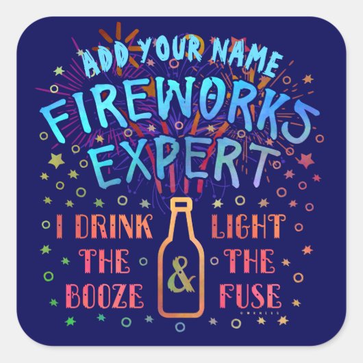 4. Juli Unabhängiges Feuerwerk Expert V2 Quadratischer Aufkleber (Vorderseite)