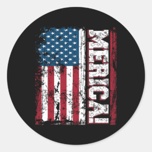 4. Juli Unabhängigkeitstag Amerikanische Flagge Pa Runder Aufkleber