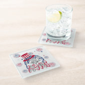 4. Juli Unabhängigkeitstag Amerikanischer Adler Glasuntersetzer (Schrägansicht)