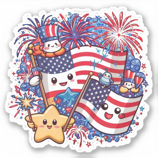 4. Juli Unabhängigkeitstag Aufkleber (Vorderseite)