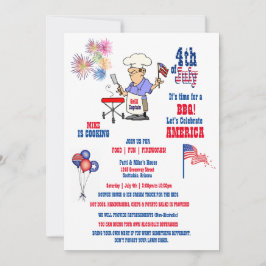 4. Juli Unabhängigkeitstag BBQ Feuerwerk Einladung