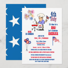 4. Juli Unabhängigkeitstag BBQ Feuerwerk Einladung