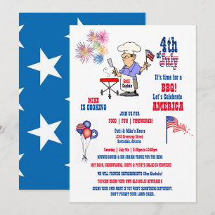 4. Juli Unabhängigkeitstag BBQ Feuerwerk Einladung