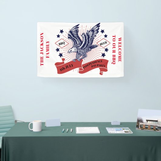 4. Juli Unabhängigkeitstag Bearbeitbarer Text. Banner (Messe)