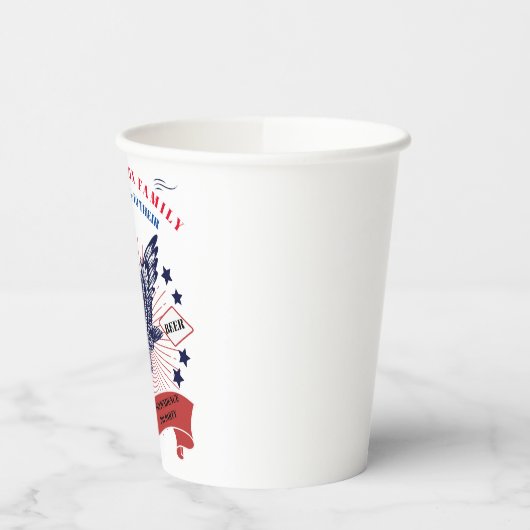 4. Juli Unabhängigkeitstag Bearbeitbarer Text. Pappbecher (Links)