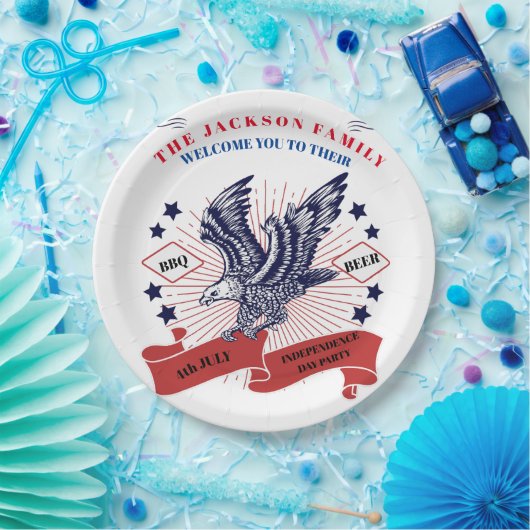 4. Juli Unabhängigkeitstag Bearbeitbarer Text. Pappteller (Party)