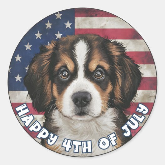 4. Juli Unabhängigkeitstag Bernischer Kreis Runder Aufkleber (Vorderseite)