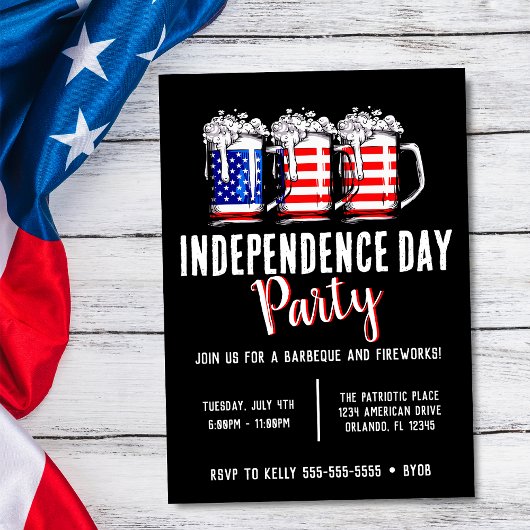 4. Juli Unabhängigkeitstag Bier Party Einladung