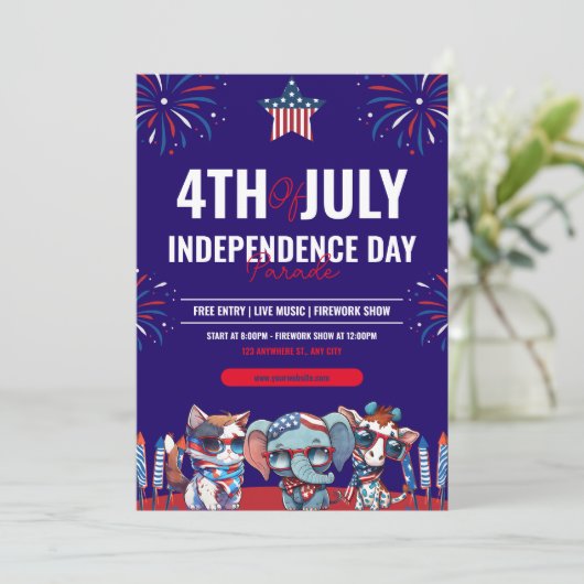 4. Juli Unabhängigkeitstag Einladung (Stehend Vorderseite)