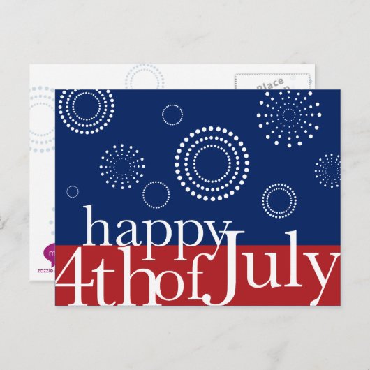 4. Juli Unabhängigkeitstag Feuerwerk Postkarte (Vorne/Hinten)