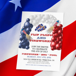4. Juli Unabhängigkeitstag Flip Flops Feuerwerke