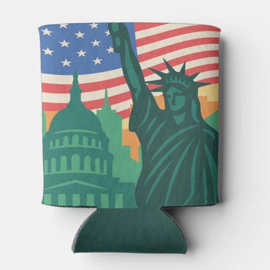 4. Juli Unabhängigkeitstag Freiheitsstatue Dosenkühler (Rückseite)