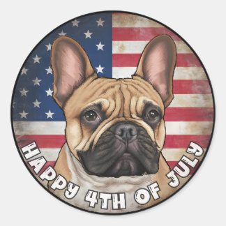 4. Juli Unabhängigkeitstag French Bulldog Kreis Runder Aufkleber