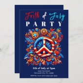 4. Juli Unabhängigkeitstag-Frieden Einladung (Vorne/Hinten)