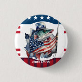 4. Juli Unabhängigkeitstag für Fischereifreunde Button (Vorderseite)