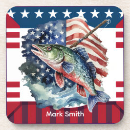 4. Juli Unabhängigkeitstag für Fischereifreunde Getränkeuntersetzer