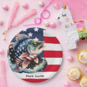 4. Juli Unabhängigkeitstag für Fischereifreunde Pappteller (Party)