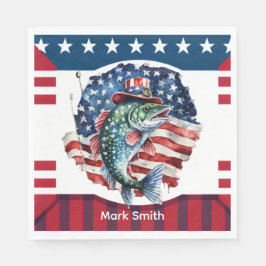 4. Juli Unabhängigkeitstag für Fischereifreunde Serviette