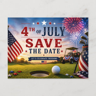 4. Juli Unabhängigkeitstag für Golfparty Ankündigungspostkarte