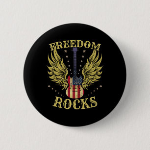 4. Juli Unabhängigkeitstag Gitarre Freiheit Button