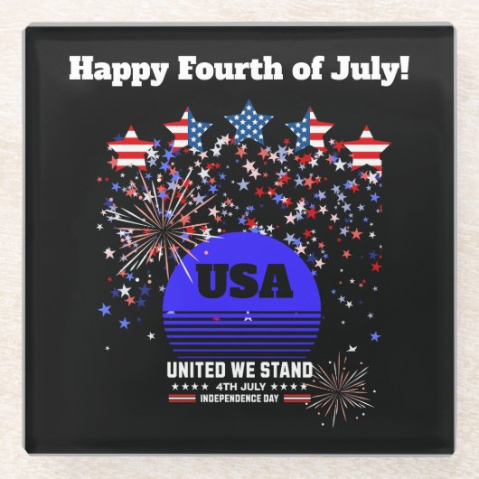 4. Juli Unabhängigkeitstag Glasuntersetzer (Vorderseite)