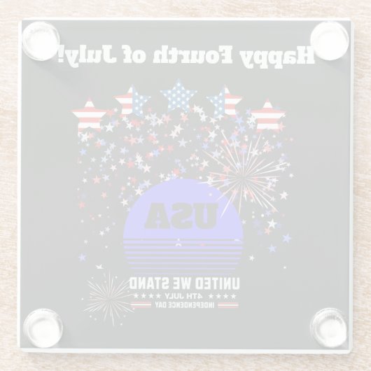 4. Juli Unabhängigkeitstag Glasuntersetzer (Rückseite)